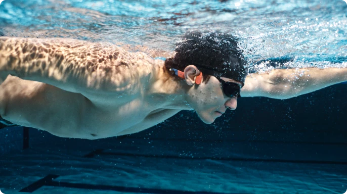 Shokz OpenSwim Pro - IP68 Waterproof Rated Bone Conduction Headphones