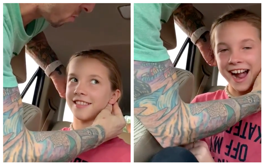 11-year-old hears for the first time with bone conduction headphones